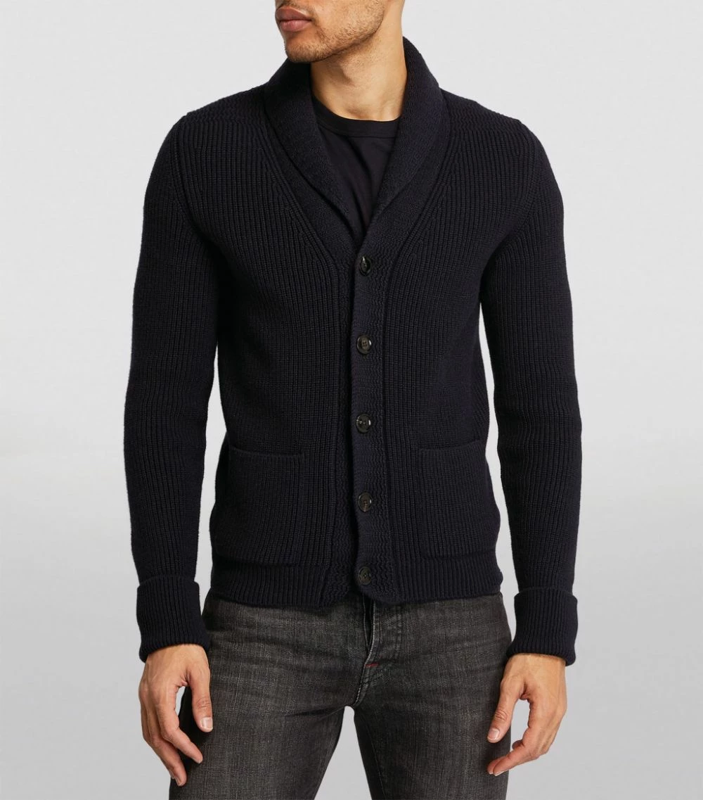TOM FORD Cashmere Shawl Cardigan 402 DK BLU SLD Cardigans 3 TOM FORD Cashmere Shawl Cardigan 402 DK BLU SLD Cardigans - Image 3