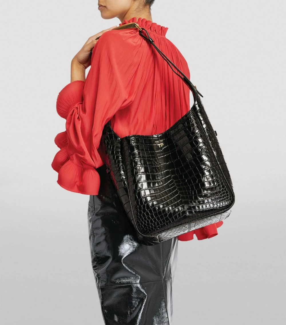 TOM FORD Croc-Embossed Shoulder Bag u9000 Shoulder Bags 2 TOM FORD Croc-Embossed Shoulder Bag u9000 Shoulder Bags - Image 2
