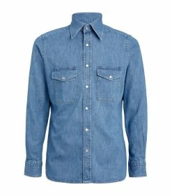 TOM FORD Denim Shirt 432 BR BLU SLD Casual Shirts