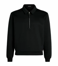 TOM FORD Half-Zip Polo Shirt 001 BLK SLD Polo Shirts