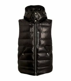 TOM FORD Leather Down-Filled Gilet 001 BLK SLD Gilets