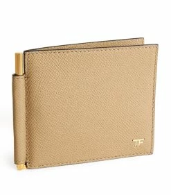 TOM FORD Leather Money Clip Wallet U7099 DARK SAND Wallets