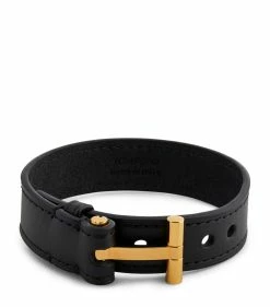 TOM FORD Leather T Bracelet BLG BLACK Jewellery
