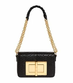 TOM FORD Medium Python Natalia Shoulder Bag BLK Top Handle Bags