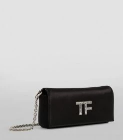 TOM FORD Satin Crystal-Logo Clutch Bag u9000 Clutch Bags -Tom Ford Store tom ford satin crystal logo clutch bag 16455512 31894442 1000