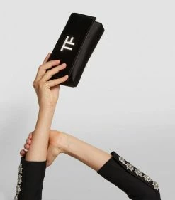 TOM FORD Satin Crystal-Logo Clutch Bag u9000 Clutch Bags -Tom Ford Store tom ford satin crystal logo clutch bag 16455512 31894450 1000
