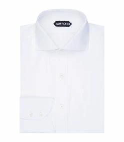 TOM FORD Slim Fit Barrel Cuff Shirt 100 WHT Formal Shirts