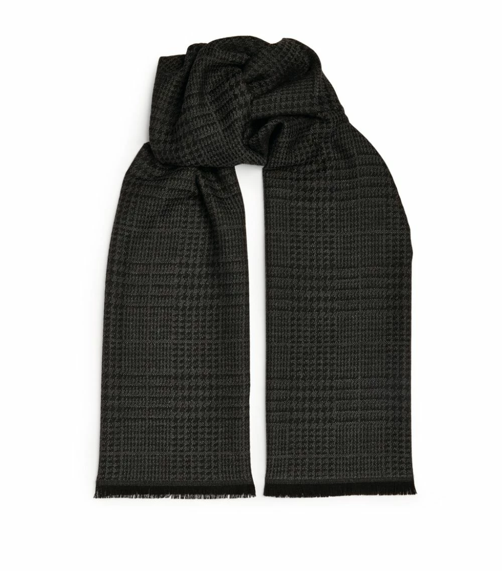 TOM FORD Wool Check Scarf 026 DK GRY CK Scarves 1 TOM FORD Wool Check Scarf 026 DK GRY CK Scarves