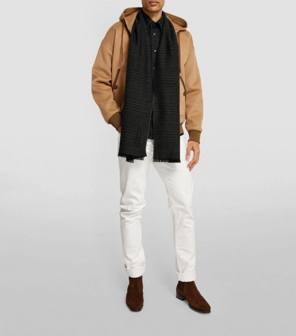 TOM FORD Wool Check Scarf 026 DK GRY CK Scarves 4 TOM FORD Wool Check Scarf 026 DK GRY CK Scarves - Image 4