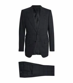 TOM FORD Wool-Silk Blazer 416 NAVY CHECK Jackets